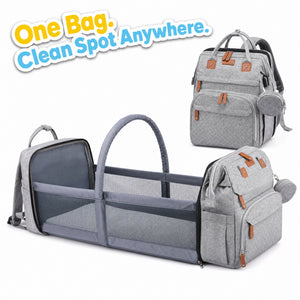 2-in-1 Baby Travel Bed & Diaper Bag Backpack
