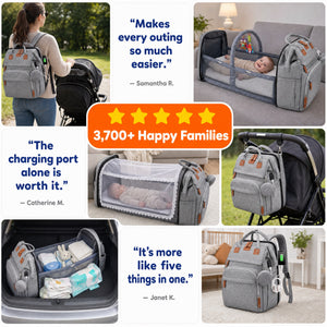 2-in-1 Baby Travel Bed & Diaper Bag Backpack
