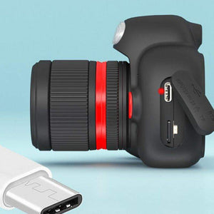 Mini Photographer Digital Camera for kids with dual lenses, child-friendly design, and USB-C charging port.