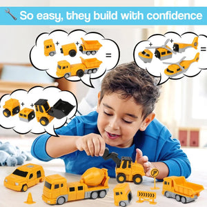 Click & Snap Magnetic Transformer Construction Set with 35 pieces building vehicles and robot toy for kids aged 5+
