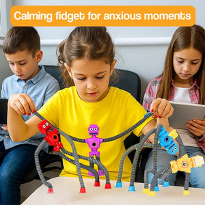 Colorful BendyBuddy Stick-Anywhere Fidget Toys with bendable limbs and suction cups for creative play
