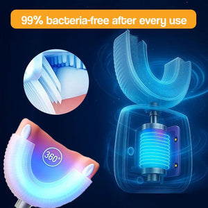 DinoBrush U-Shaped Smart Brush with dinosaur design for kids, AI-guided cleaning, and UV sterilization.