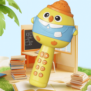 Colorful kids karaoke microphone and speaker toy with Bluetooth connectivity and rechargeable battery