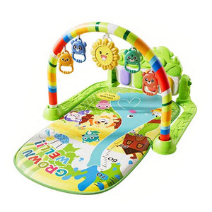 Baby Foot-Piano Fitness Rack with hanging rattles and soft mat for newborns and toddlers aged 0-36 months