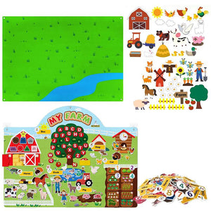 FarmPlay Velcro Learning Board duo with colorful felt farm animals and letters on two large boards for toddlers ages 2+