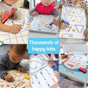 TraceMaster toddler writing reusable cards with dry-erase markers for tracing lines and letters development