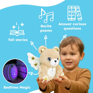 AI StoryBuddy smart plush companion for kids with storytelling, star projection, and interactive learning features