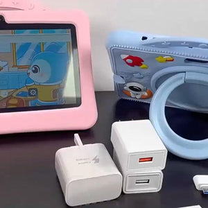 shockproof learning tablet for kids with astronaut case and colorful cartoon screen