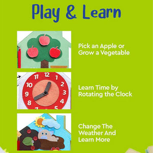 My First Play & Learn Set with Peek-A-Bear plush, Montessori Farm Book, and crawling rabbit toy for toddler sensory and motor skill development