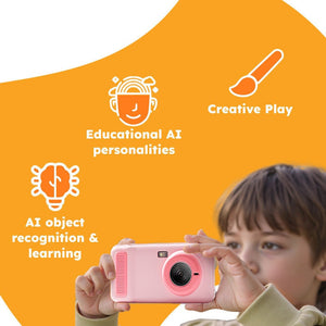 ChatGPT powered smartphone for kids with AI object recognition, educational personalities, creative play, and kid-friendly learning camera
