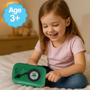 Child playing with MusiQ Rhythm Master 7-in-1 piano game for kids age 3 and up, interactive light-up music toy