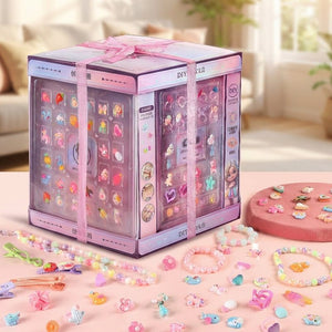 My Little Royalty Jewelry gift box with holographic packaging and pink ribbon containing 1,600+ beads and accessories for kids aged 4+