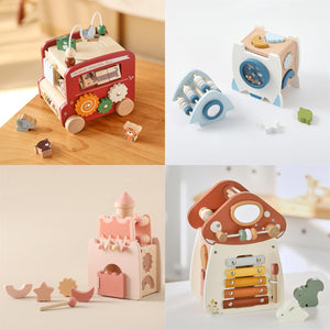 Wooden Montessori Educational Stacking Rocket & Building Block Toy Set
