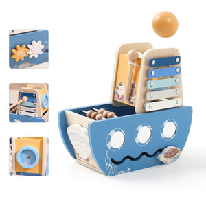 Wooden Montessori Educational Stacking Rocket & Building Block Toy Set