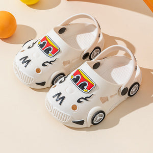 Children's Light-Up Car Cartoon Slip-On Sandals with Closed Toe Anti-Slip Soft Sole