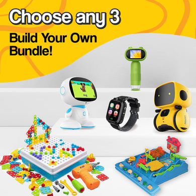 STEM learning bundle with educational robots, smartwatch, coding toys, builder kit, and interactive science games for kids