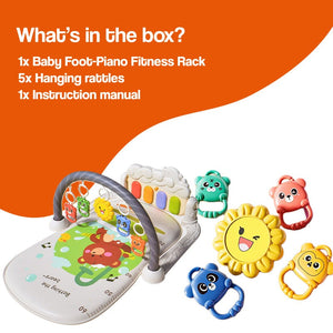 Baby Foot-Piano Fitness Rack with hanging rattles for newborns' play and development