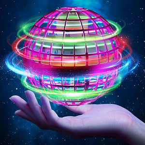Galaxy Lights Flying Magic Orb glowing with colorful LED lights hovering above a hand