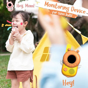 Two Magic Little Bee Intercom walkie talkies in pink and yellow for kids with a 3km transmission range