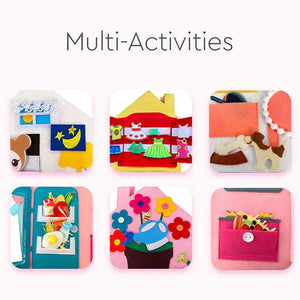 My Small Room Montessori interactive multi-activity educational quiet book for kids learning basic life skills