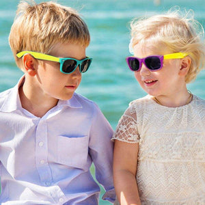 Colorful kids polarized sunglasses with flexible unbreakable rubber frame and UV protection