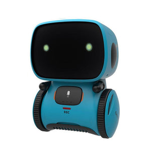 Robby the Robot interactive STEM toy for kids with voice recognition and educational games in blue