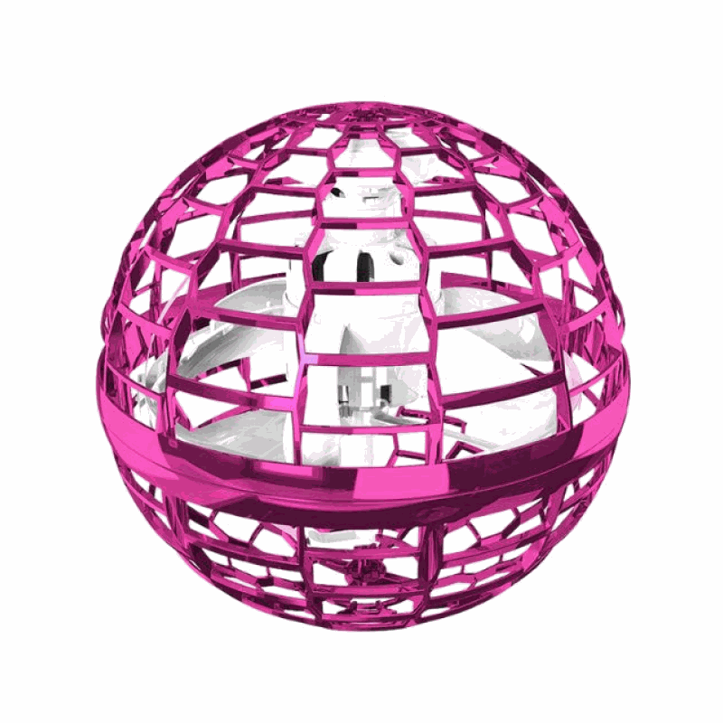 Galaxy Lights Flying Magic Orb toy with pink cage and LED lights for interactive play and hand-eye coordination.