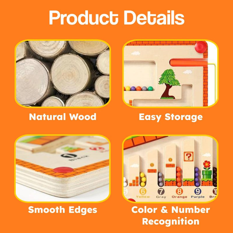 thumbnail image 2 of Montessori Magnetic Toys Magnetic Color & Number Maze - Montessori Wooden Learning Toy For Kids 3 Years Montessori Magnetic Maze Toy 2 of 12
