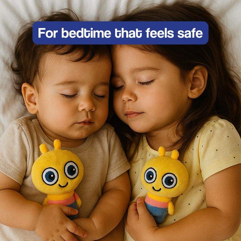Soft, squeezable Boolby learning buddy with big curious eyes designed to inspire curiosity and confidence in children ages 0-10+