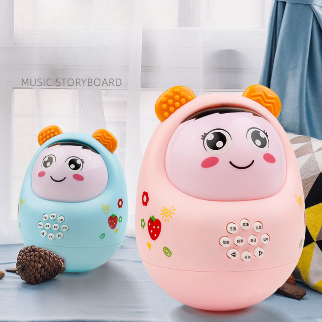 Colorful baby roly-poly educational music toys with smiling faces and interactive buttons for sensory development
