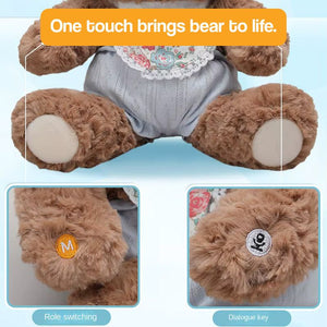 Mama & Papa Bear AI powered plushie with interactive touch buttons for voice conversation and role switching
