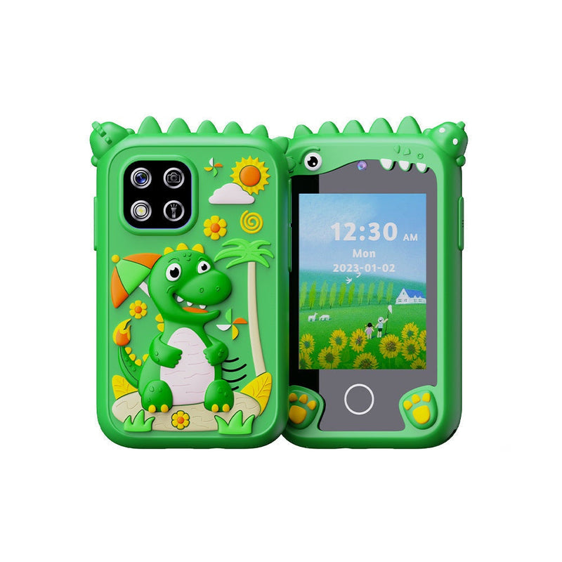 Kids mobile phone camera with touch screen and dinosaur design for children