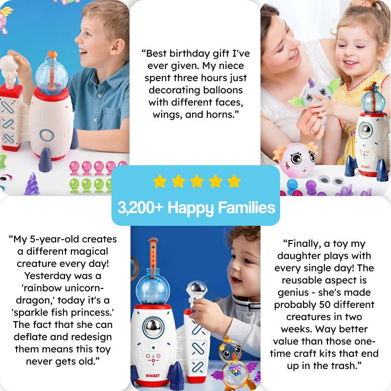 Magic PopKit reusable balloon toy with pump and magical accessories for kids creating fantasy creatures