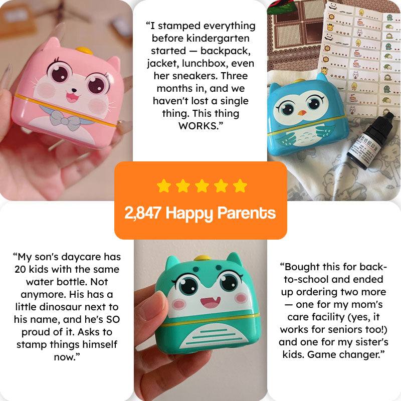 TinyStamper customized name stamp with waterproof ink for kids' belongings