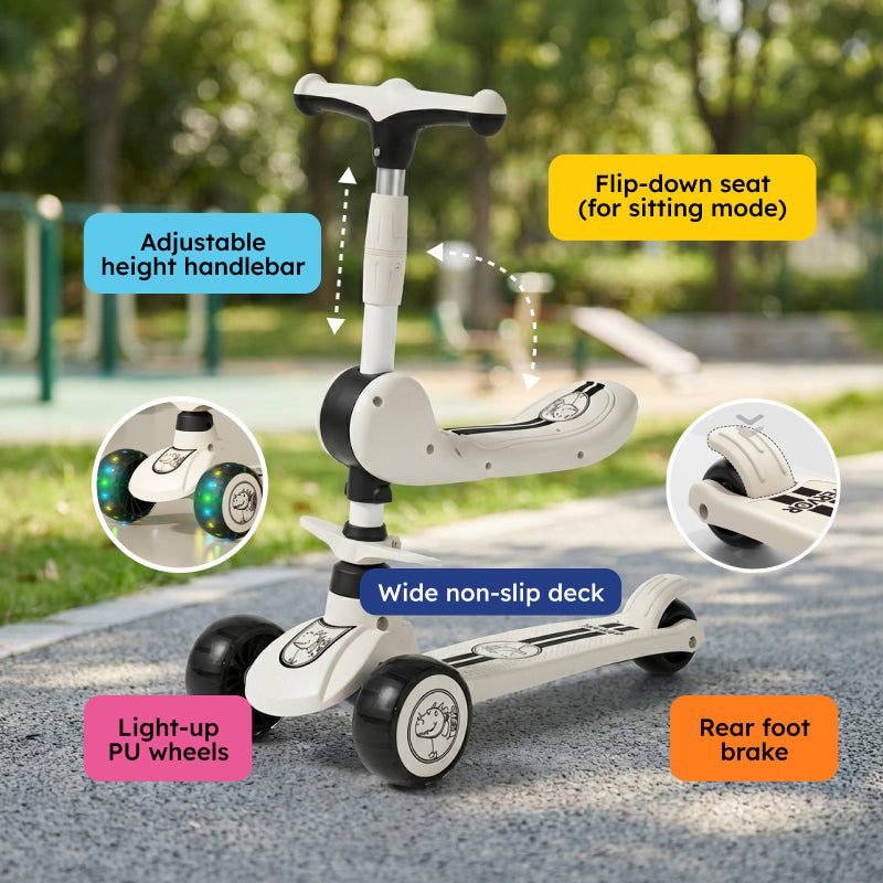 2-in-1 Sit & Scoot Folding Scooter in use