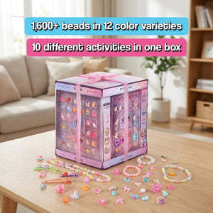 My Little Royalty Jewelry gift box with holographic design, ribbon, and bead compartments for creative jewelry making.