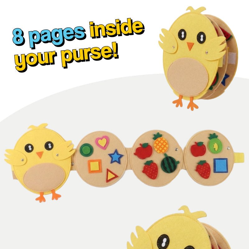 Montessori felt activity book with 8 interactive pages for toddlers, screen-free and portable learning toy