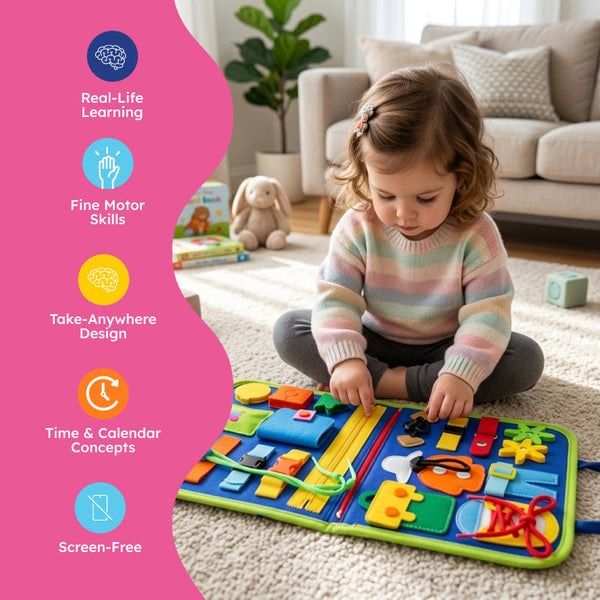 Child using the Little Hands Big Minds Busy Book