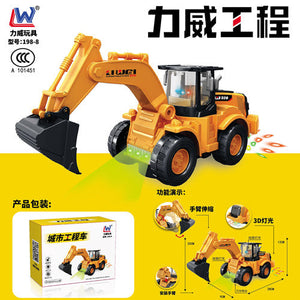 Electric Transparent Gear Excavator Toy with Sound and Light Effects