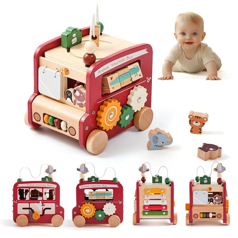 Wooden Montessori Educational Stacking Rocket & Building Block Toy Set