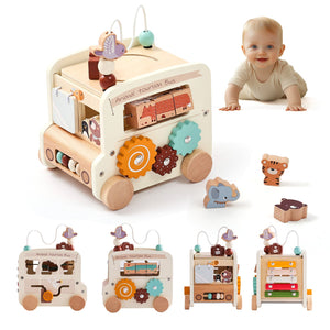 Wooden Montessori Educational Stacking Rocket & Building Block Toy Set