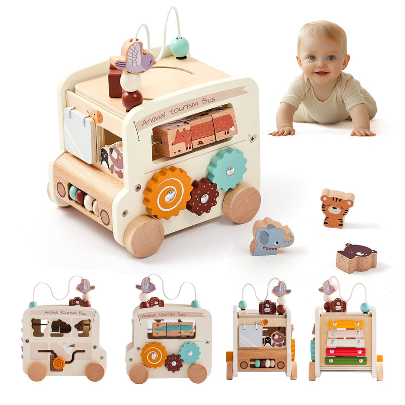 Wooden Montessori Educational Stacking Rocket & Building Block Toy Set