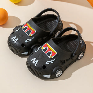 Children's Light-Up Car Cartoon Slip-On Sandals with Closed Toe Anti-Slip Soft Sole