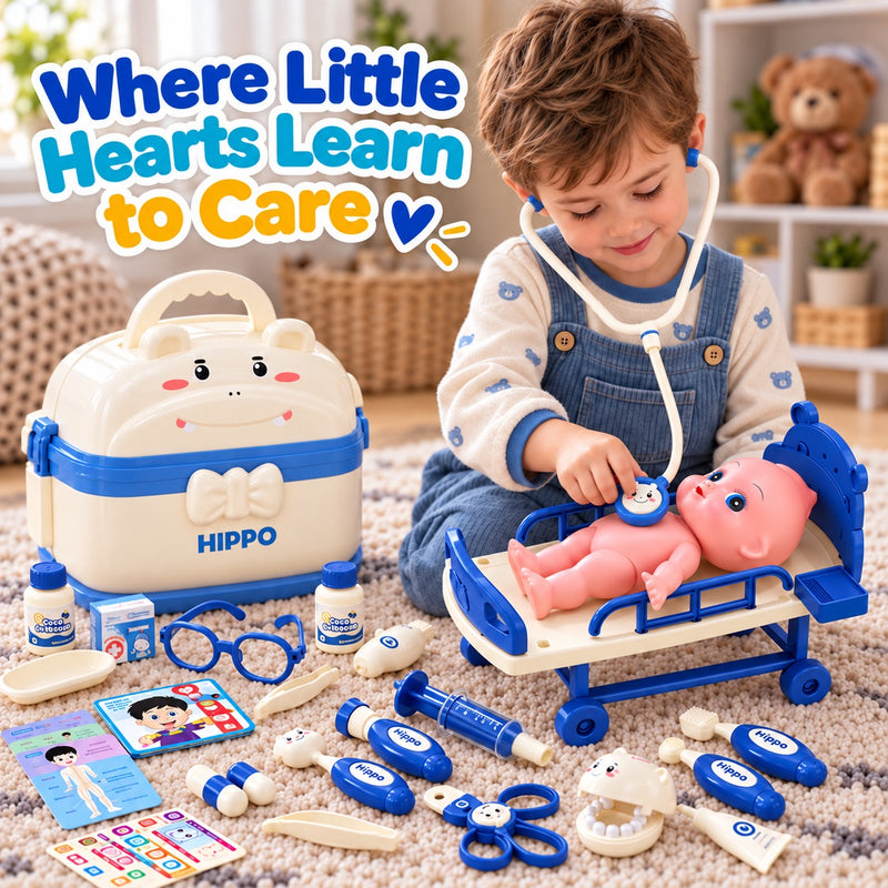 Little Doctor Play Kit with Hippo Carry Case – for kids ages 3–9