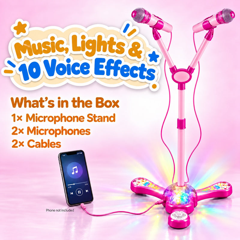 Complete Karaoke Microphone Set with LED Stand