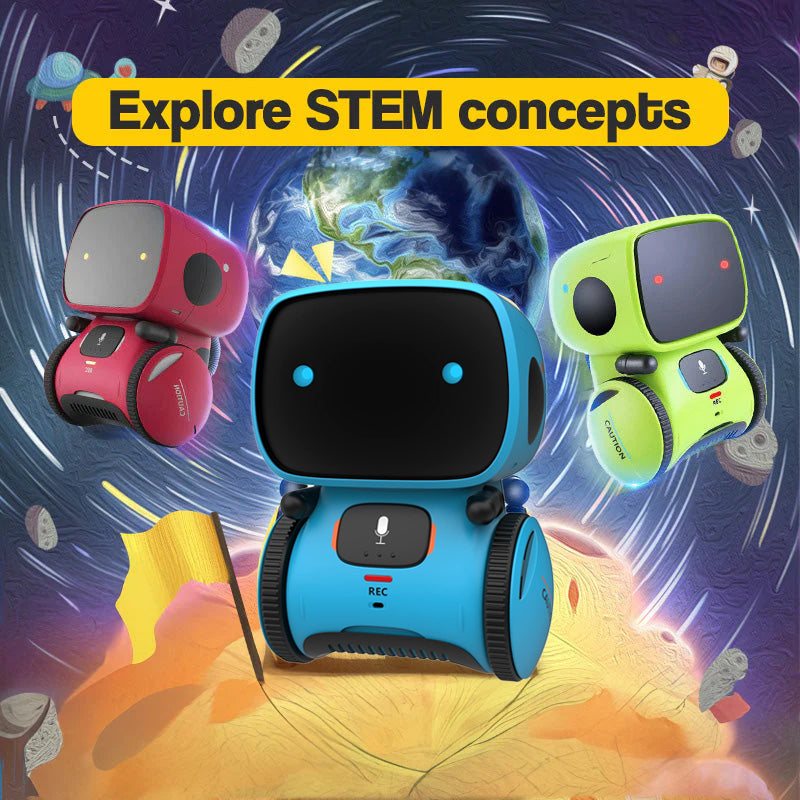 Robby the Robot interactive STEM learning toy for kids with voice recognition and educational games