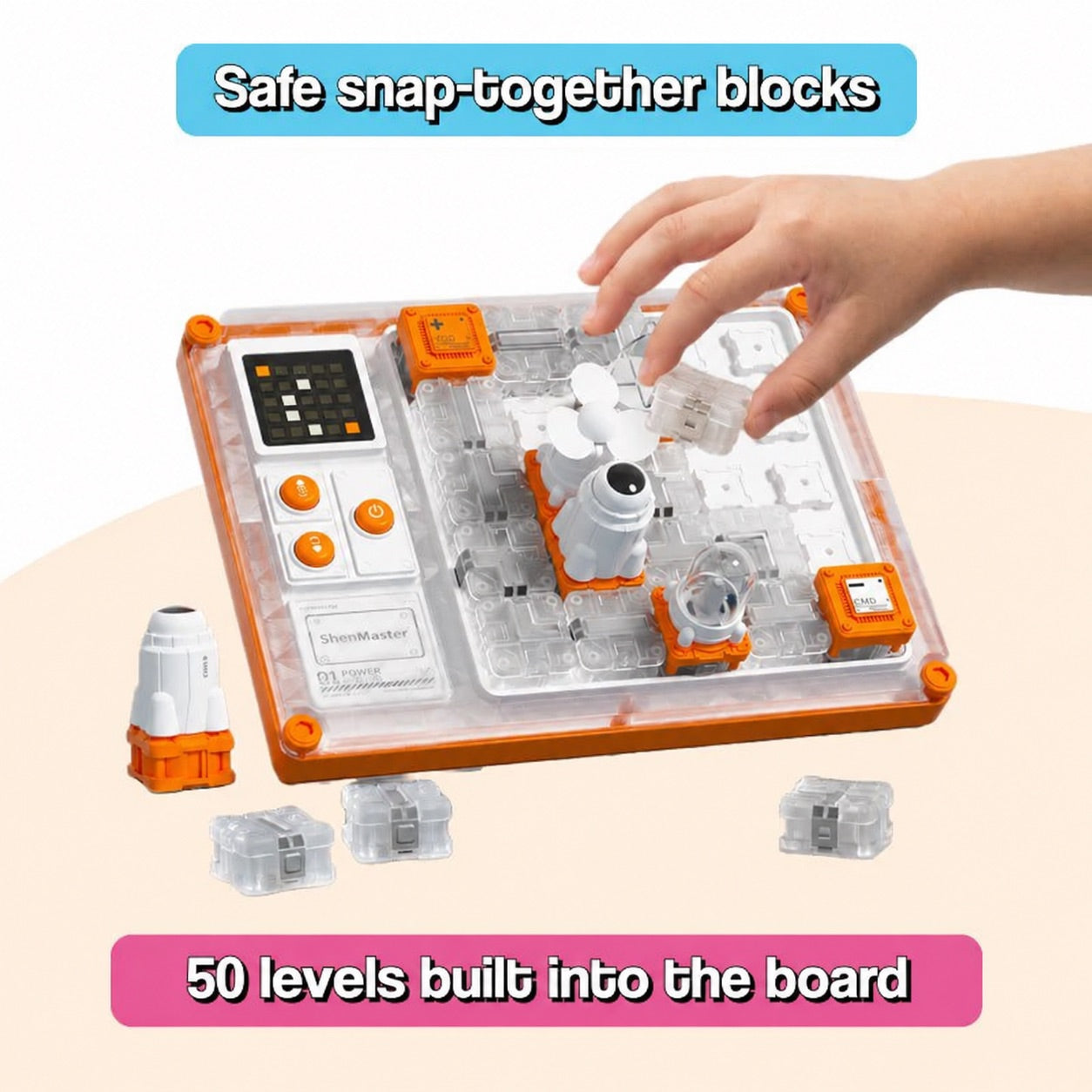 Child using interactive STEM circuit puzzle board