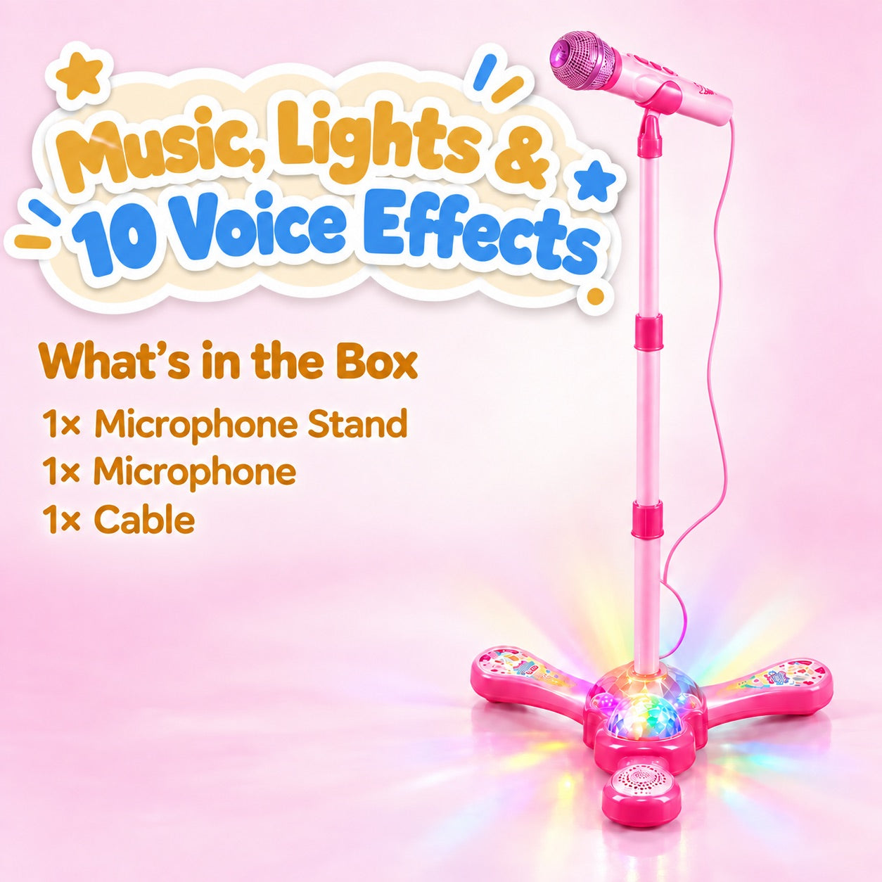 Complete Karaoke Microphone Set with LED Stand – gift idea for kids and grandchildren