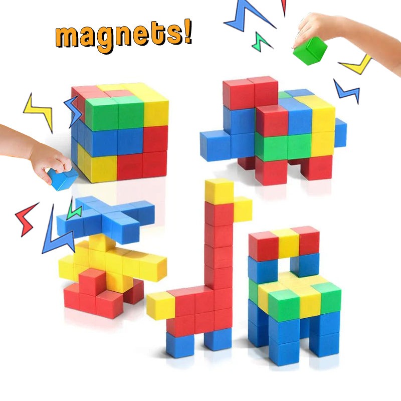 Colorful Magnetic STEM Building Blocks - Little Learners Toys