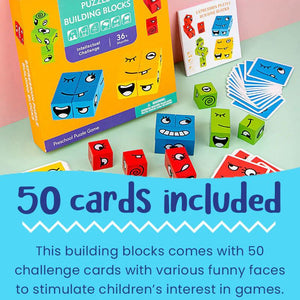 Expression Puzzle Building Blocks Game - Little Learners Toys